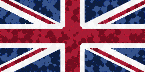 United Kingdom  flag distributed circles dots illustration
