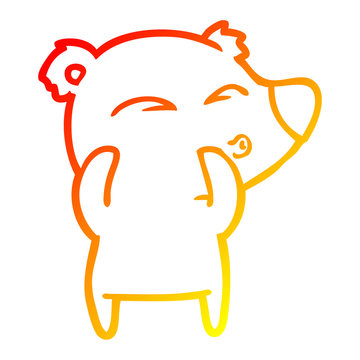 recommend clip art: warm gradient line drawing cartoon whistling bear