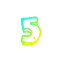 cold gradient line drawing cartoon number five