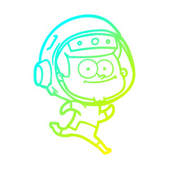 cold gradient line drawing happy astronaut cartoon