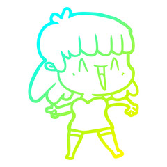 cold gradient line drawing cartoon woman