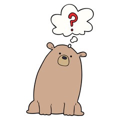 cartoon curious bear and thought bubble