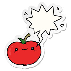 cartoon apple and speech bubble sticker