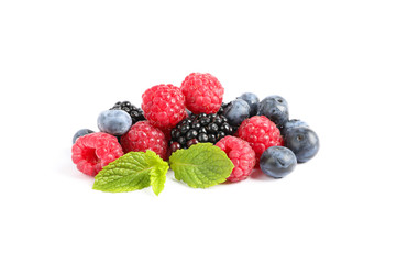 Group of fresh berries isolated on white background