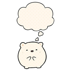 cartoon polar bear and thought bubble in comic book style