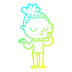cold gradient line drawing cartoon calm woman
