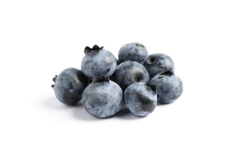 Group of blueberries isolated on white background, close up