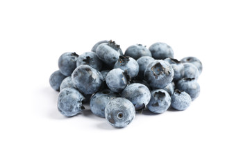 Group of blueberries isolated on white background, close up