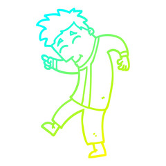 cold gradient line drawing cartoon dancing man