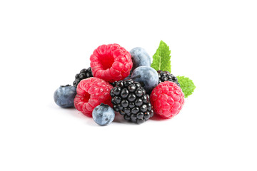 Group of fresh berries isolated on white background