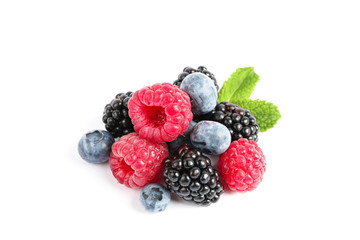 Group of fresh berries isolated on white background