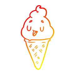 warm gradient line drawing cute ice cream