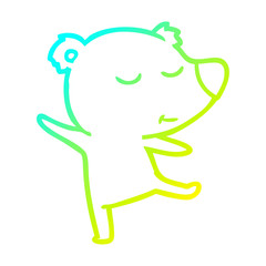 cold gradient line drawing happy cartoon bear dancing