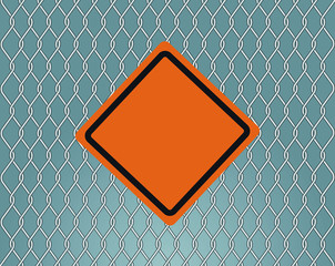 Blank signboard on metal wire fence - 276948256