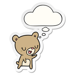 cartoon bear and thought bubble as a printed sticker