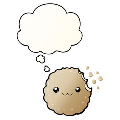 cartoon biscuit and thought bubble in smooth gradient style