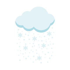 Icon of cloud with snow and snowflakes isolated on white background.