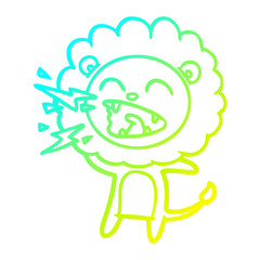 cold gradient line drawing cartoon roaring lion