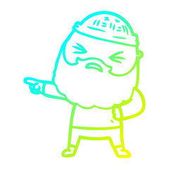 cold gradient line drawing cartoon man with beard