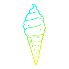 cold gradient line drawing cartoon ice cream