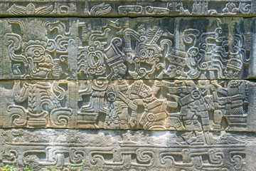 Codex in a Pyramid of the Archaeological Zone of Tajin, in Papantla Veracruz, Mexico. It is one of the most majestic indigenous ancient cultures places in the world.
