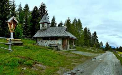 Italian Alps-chapel on the mountain plateau Rodengo