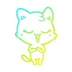 cold gradient line drawing happy cartoon cat