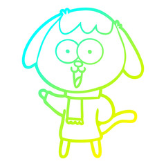 cold gradient line drawing cute cartoon dog