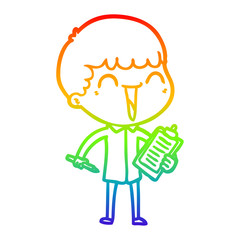 rainbow gradient line drawing cartoon happy man