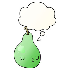 cartoon pear and thought bubble in smooth gradient style