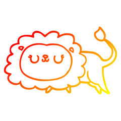 warm gradient line drawing cartoon lion
