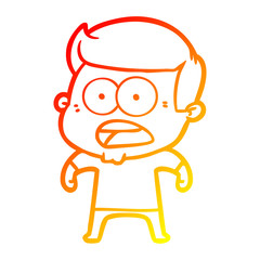 warm gradient line drawing cartoon shocked man