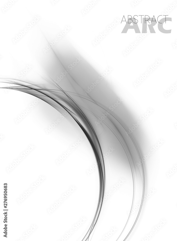 Poster grey fractal arc on a white background. raster graphics
