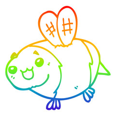 rainbow gradient line drawing funny cartoon bee