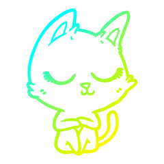 cold gradient line drawing calm cartoon cat