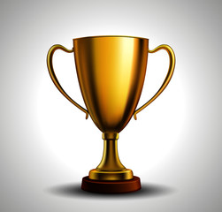 Golden Trophy with text space, Vector Illustration