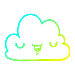 cold gradient line drawing cute cartoon cloud