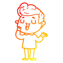 warm gradient line drawing happy cartoon man