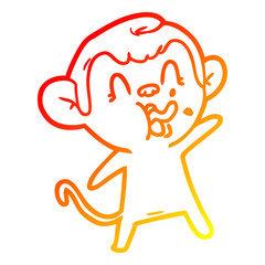 warm gradient line drawing crazy cartoon monkey