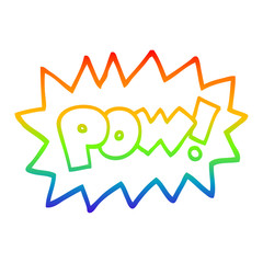rainbow gradient line drawing cartoon pow symbol