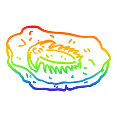 rainbow gradient line drawing cartoon ancient fossil