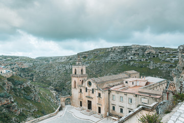 Matera, Italy: Landscape of the old town (sassi di Matera) . Written on the UNESCO heritage list