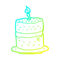 cold gradient line drawing cartoon cake