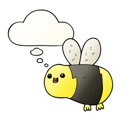 cartoon bee and thought bubble in smooth gradient style