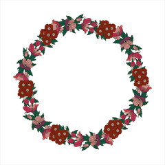 Romantic wreath with flowers and leaves. Romantic vector elements for card. Save the date and invitation.
