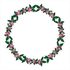 Romantic wreath with flowers and leaves. Romantic vector elements for card. Save the date and invitation.