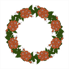 Romantic wreath with flowers and leaves. Romantic vector elements for card. Save the date and invitation.
