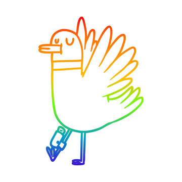 recommend clip art: rainbow gradient line drawing cartoon flapping wood pigeon