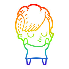 rainbow gradient line drawing cartoon woman