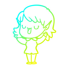 cold gradient line drawing cartoon elf girl
